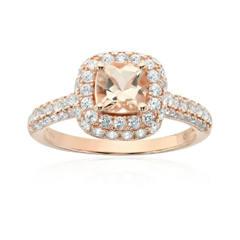 Bold statement gemstone rings for fashion lovers stood out-Rose Gold-Plated Silver Morganite Ring