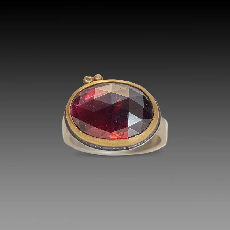 The vintage gemstone rings with rare emeralds gleamed brightly-Rubellite Tourmaline Ring