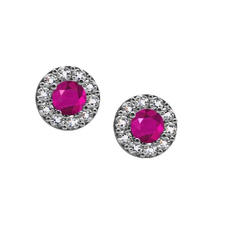 Ruby Diamond halo stud earrings