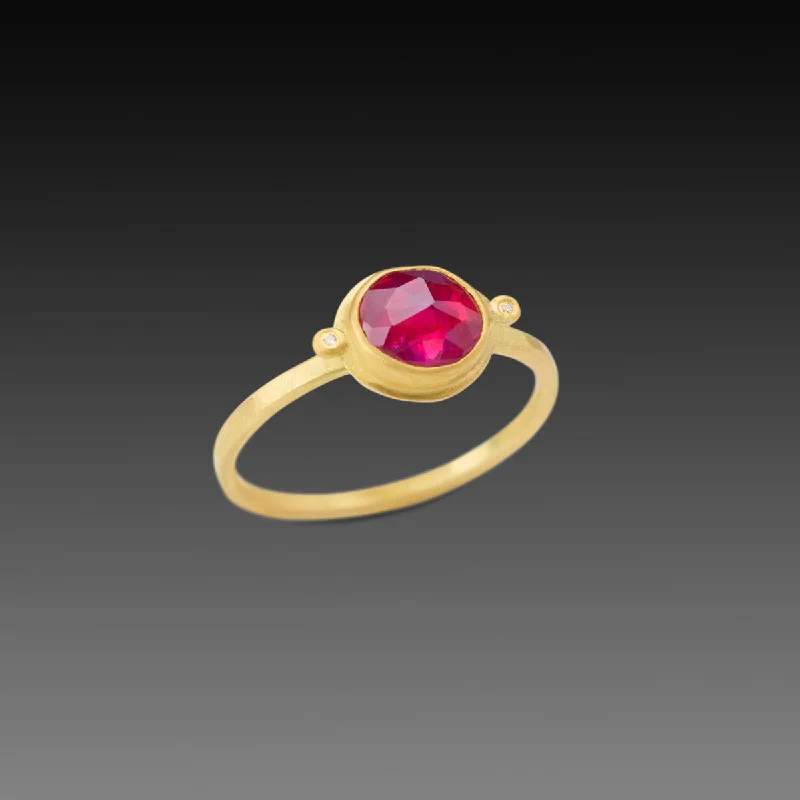 Classic gemstone rings in timeless gold bands never fade-Ruby Ring with Diamonds