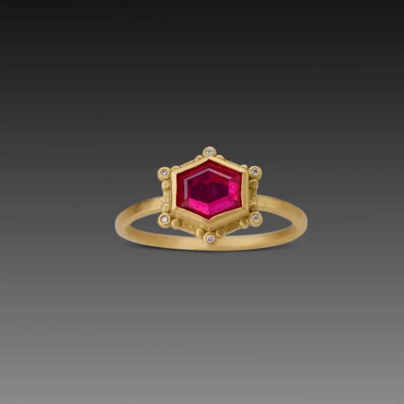 They ordered custom gemstone rings designed for special occasions-Ruby Ring with Diamonds