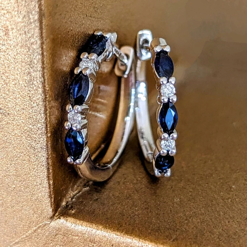 Sapphire & Diamond Hoops