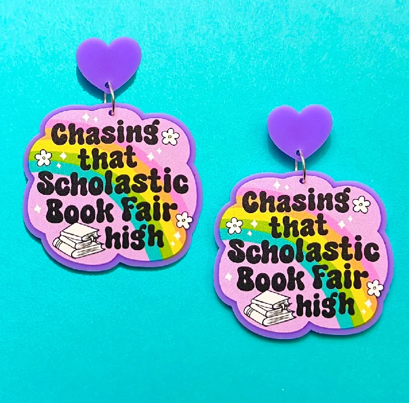 Drop earrings with natural wood elements for a rustic and earthy vibe -Scholastic Book Fair Drop Earrings