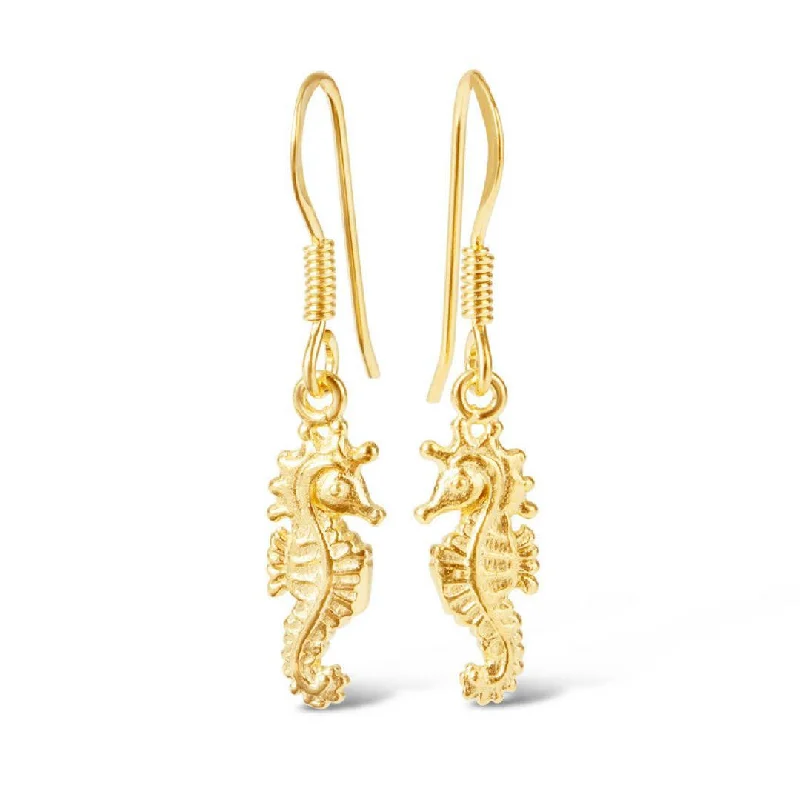 Trendy drop earrings featuring pearl drops for a classic and sophisticated look -Seahorse Earrings | Gold