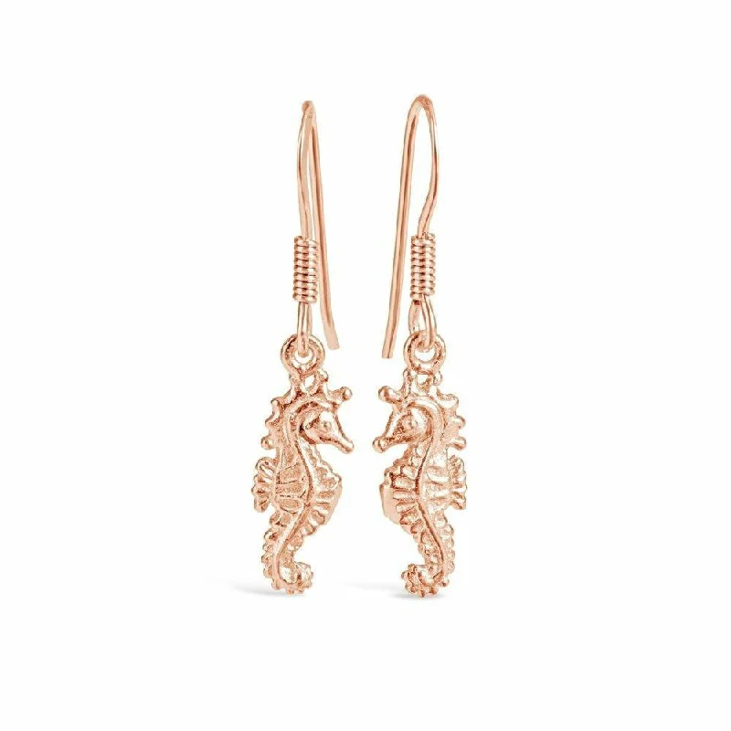 Drop earrings featuring a moon and star design for a celestial-inspired look -Seahorse Earrings | Rose Gold