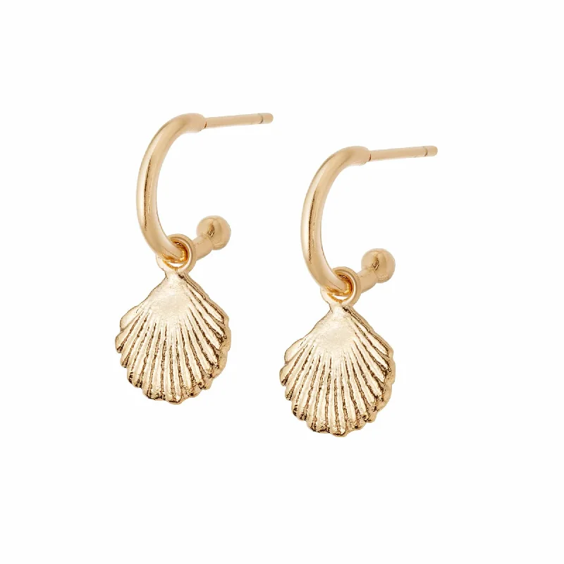 Minimalist drop earrings with simple designs for a clean and modern aesthetic -Shell Drop Earrings 18ct Gold Plate