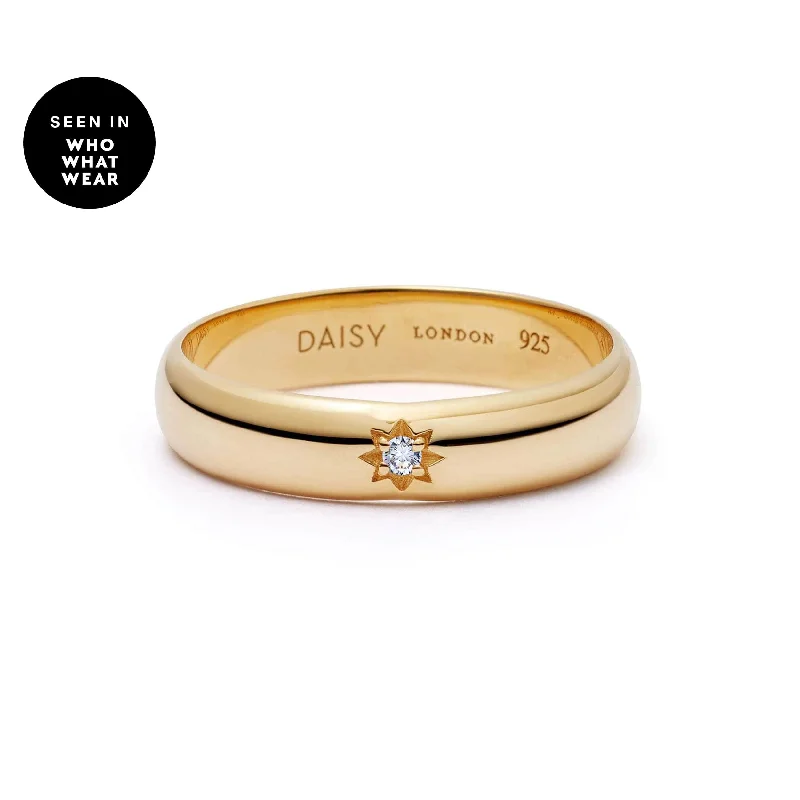 Trendy gemstone rings in modern minimalist styles are popular-Shining Star Stacking Ring 18ct Gold Plate