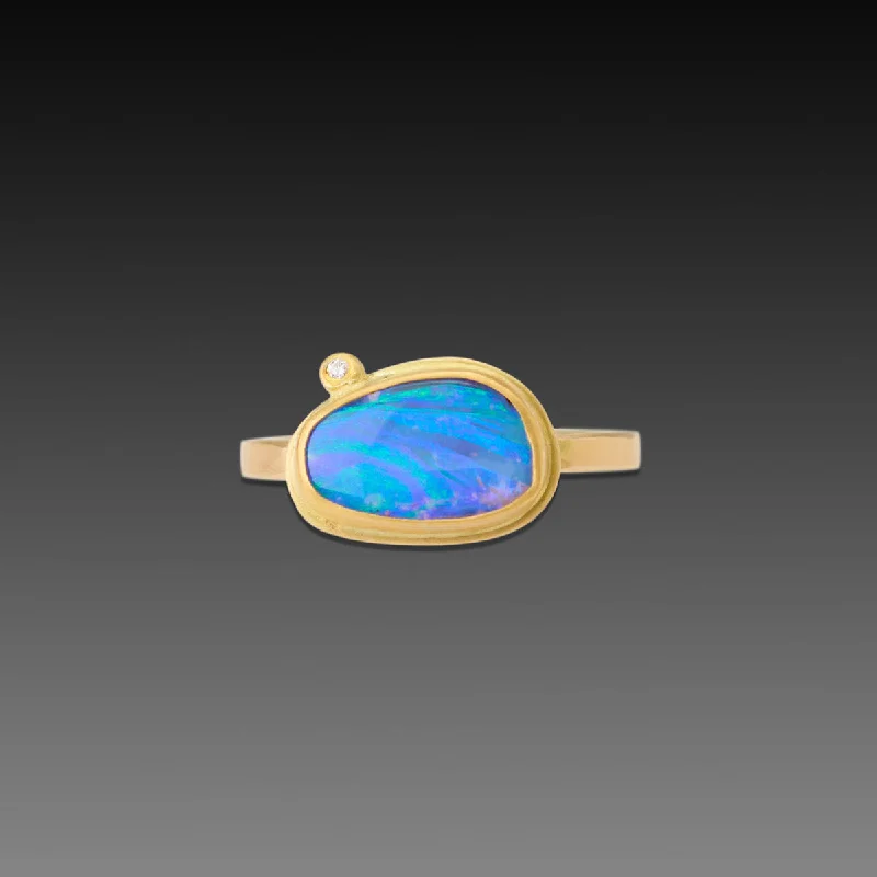 Restored antique gemstone rings regained their original stunning beauty-Australian Boulder Opal Ring