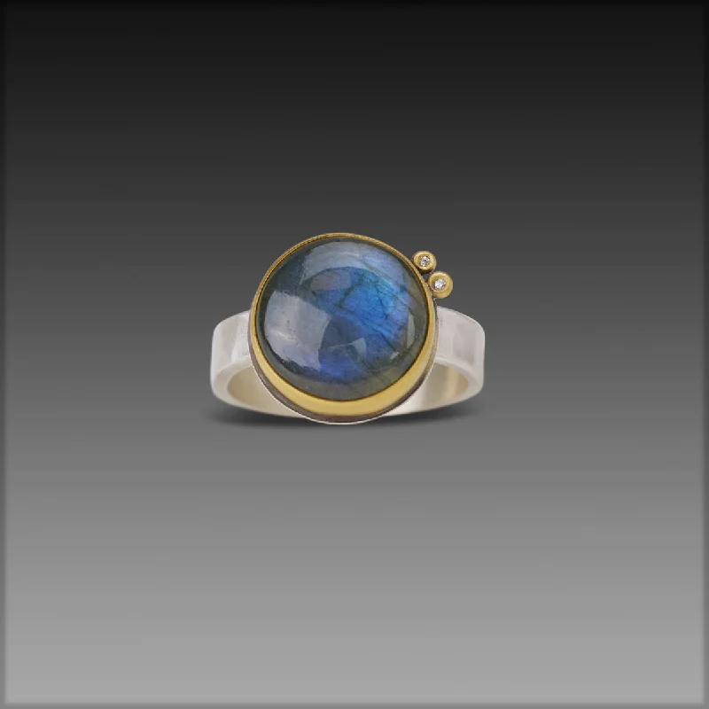 Bespoke gemstone rings tailored to preferences took weeks to make-Smooth Round Labradorite Ring