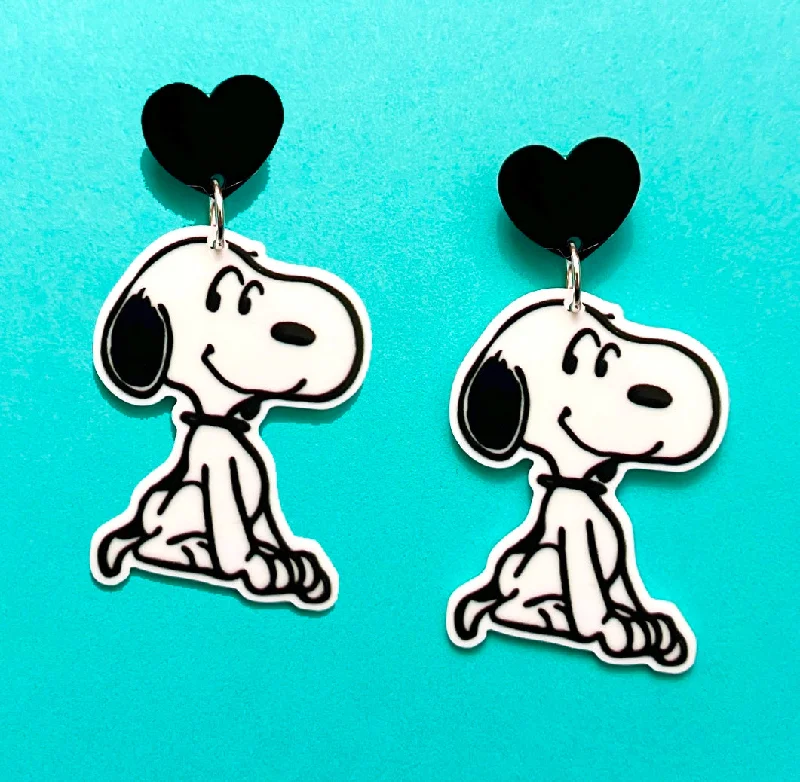 Drop earrings with chandelier-style designs for a dramatic and glamorous effect -Snoopy Drop Earrings