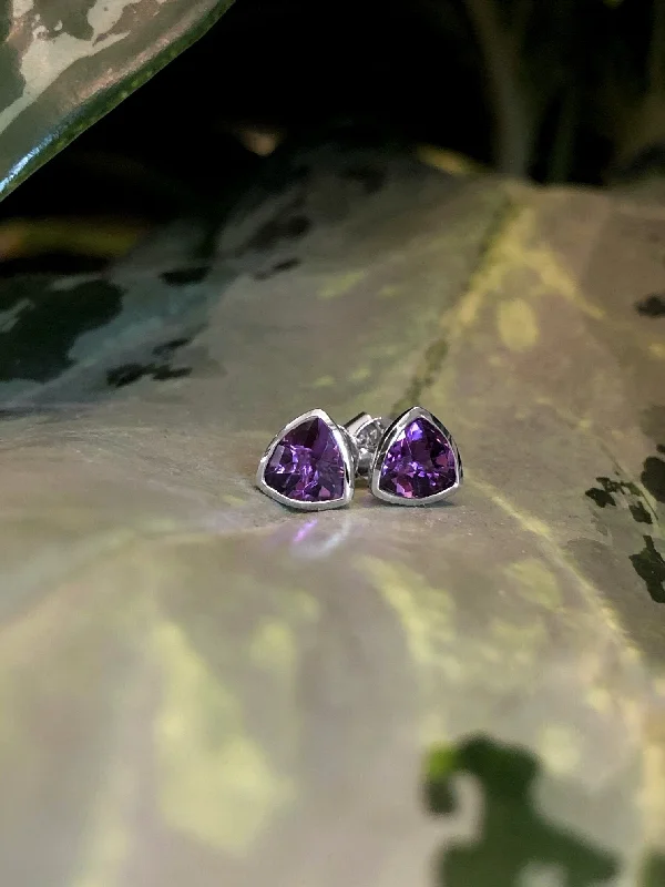 Stanton Color Trillion Amethyst Studs