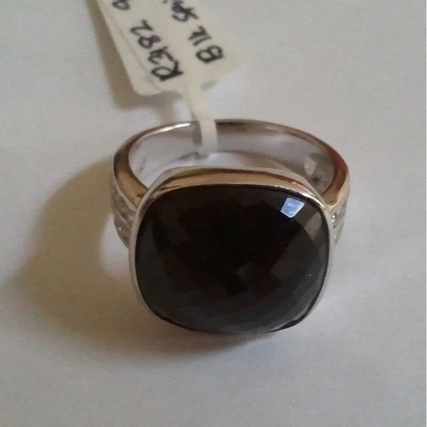 Restored antique gemstone rings regained their original stunning beauty-Ster Silver 17.5ct Black Spinel & White Zircon Cocktail Ring, Size 7