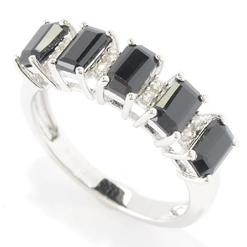 They ordered custom gemstone rings designed for special occasions-Sterling Silver 1 2/5ct Emerald-cut Spinel and White Zircon Ring