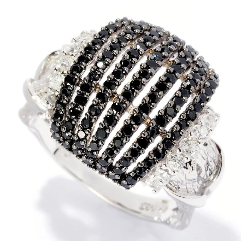 Luxury gemstone rings with diamond halos cost a fortune-Sterling Silver 1.72ctw Black Spinel Ring