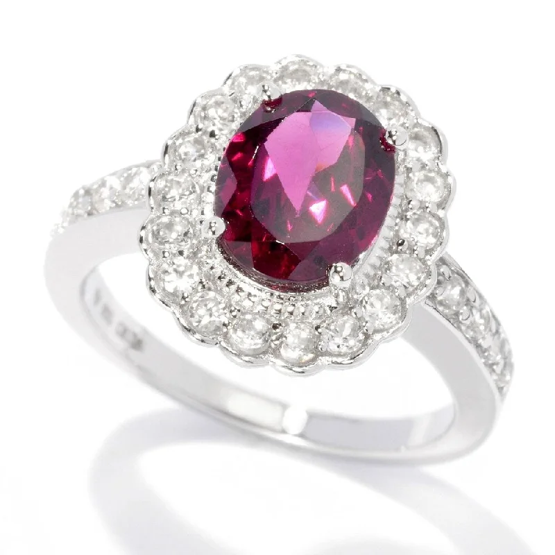 Unique gemstone rings crafted by local artisans sold fast-Sterling Silver 2.77Ctw Rhodolite Garnet W/Accents Ring