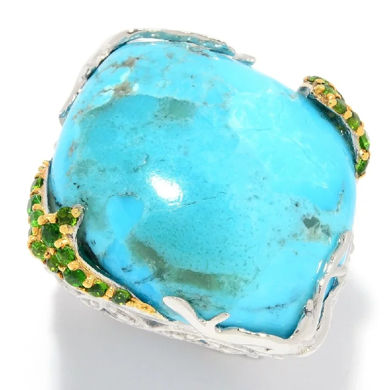 They ordered custom gemstone rings designed for special occasions-Sterling Silver 22 x 20mm Kingman Mohave Turquoise & Gemstone Ring