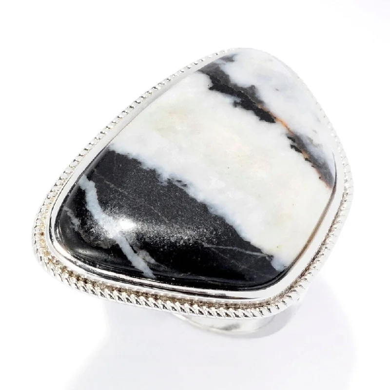 Unique gemstone rings crafted by local artisans sold fast-Sterling Silver 27 x 19mm White Buffalo Ring