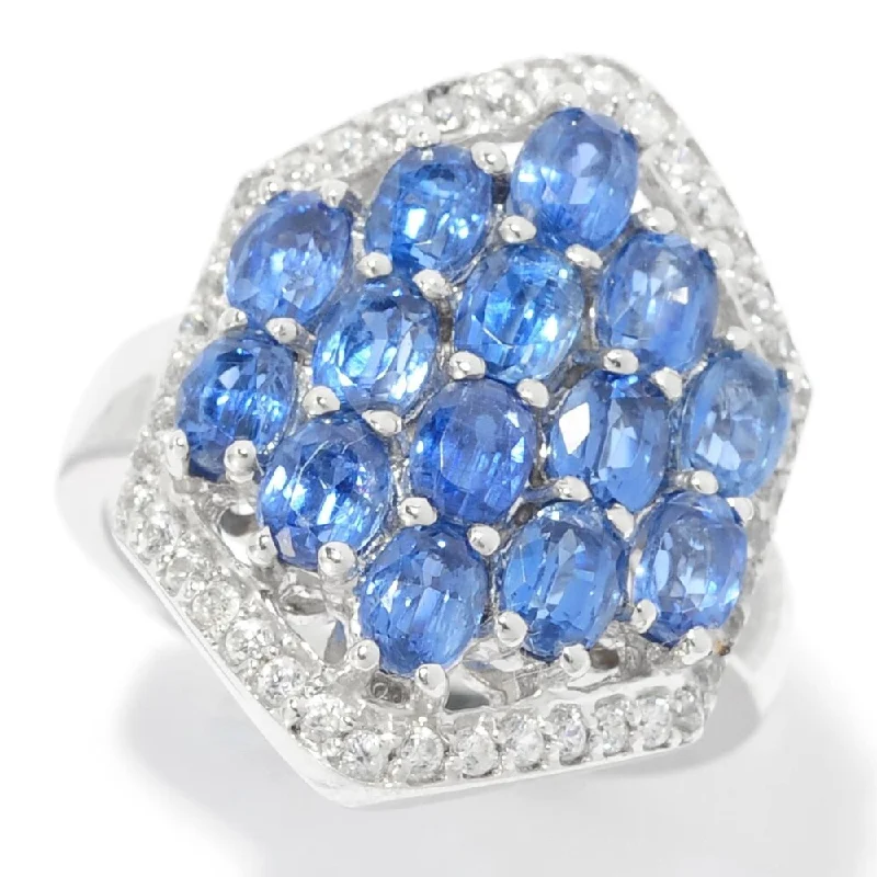 Affordable gemstone rings under fifty dollars surprised her greatly-Sterling Silver 3.25ctw Kyanite & White Zircon Shield Ring