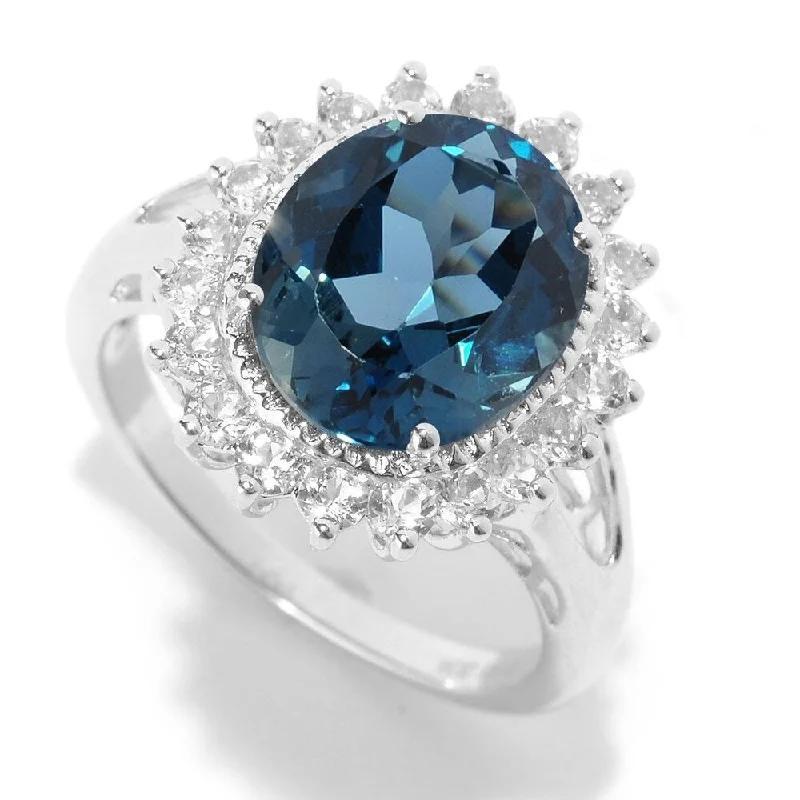 Ethical gemstone rings sourced from sustainable mines gained traction-Sterling Silver 5.72Ctw London Blue Topaz Cocktail Ring