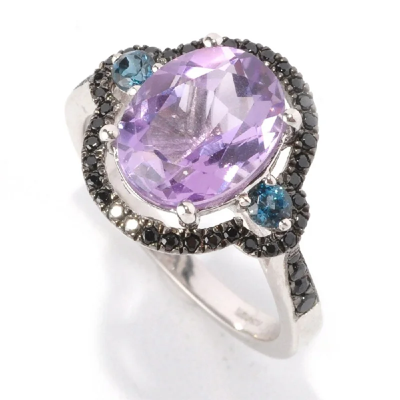 Classic gemstone rings in timeless gold bands never fade-Sterling Silver African Amethyst Cocktail Ring - Purple