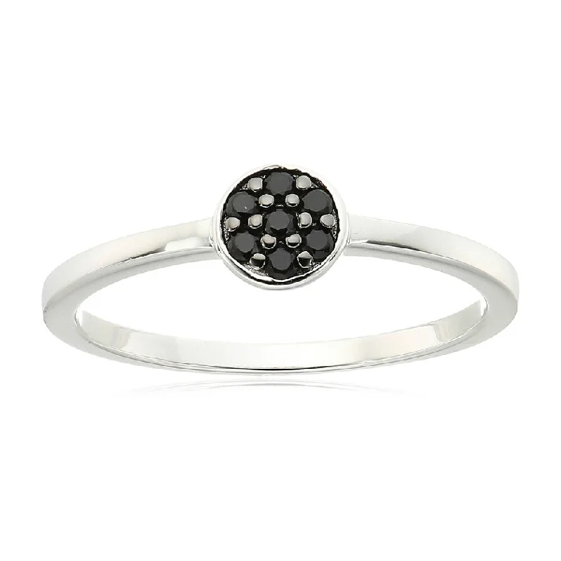 Trendy gemstone rings in modern minimalist styles are popular-Sterling Silver Black Spinel Petite Ring, Size 7