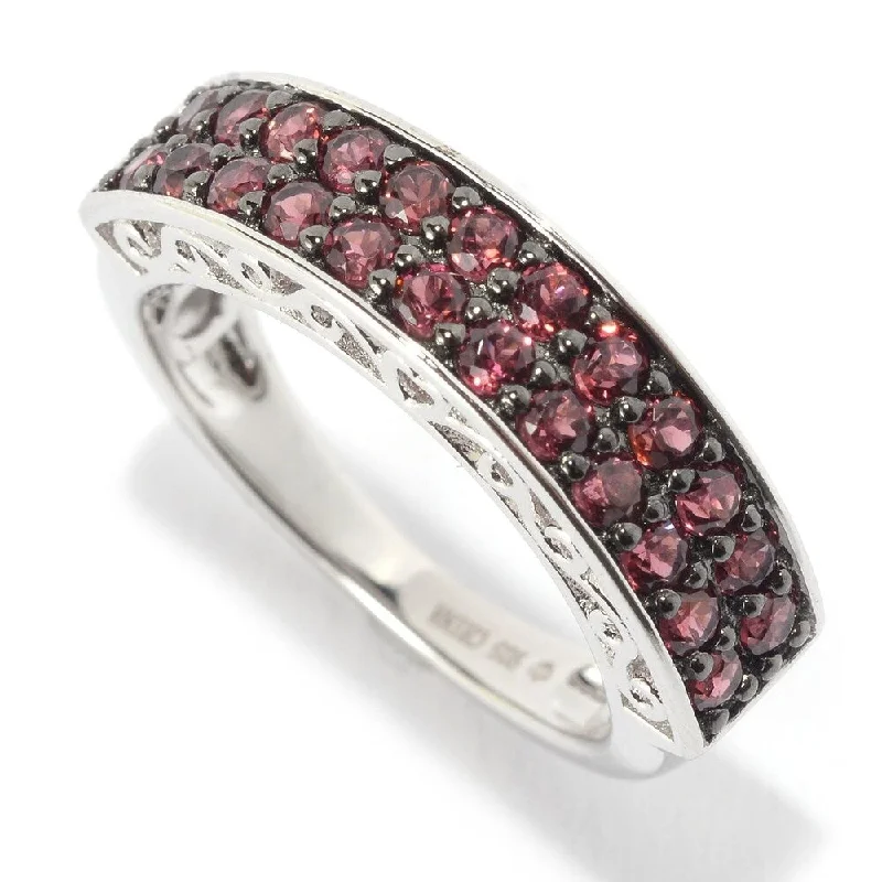 Ethical gemstone rings sourced from sustainable mines gained traction-Sterling Silver Double-row Rhodolite Stackable Ring