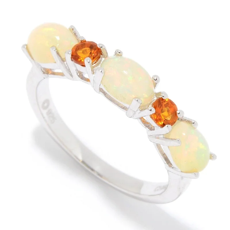 Affordable gemstone rings under fifty dollars surprised her greatly-Sterling Silver Ethiopian Opal & Citrine 5-Stone Band Ring