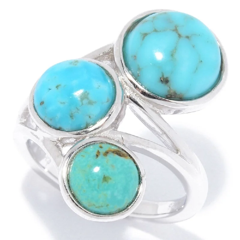 Affordable gemstone rings under fifty dollars surprised her greatly-Sterling Silver Multi Turquoise 3-Stone Ring