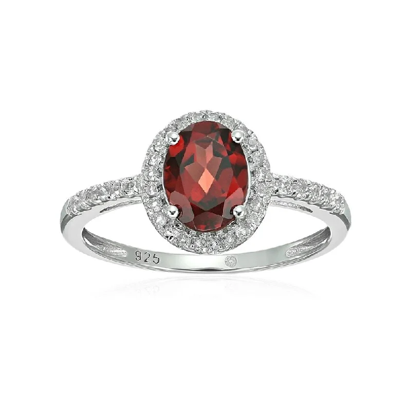 Unique gemstone rings crafted by local artisans sold fast-Sterling Silver Oval Garnet and White Topaz Ring