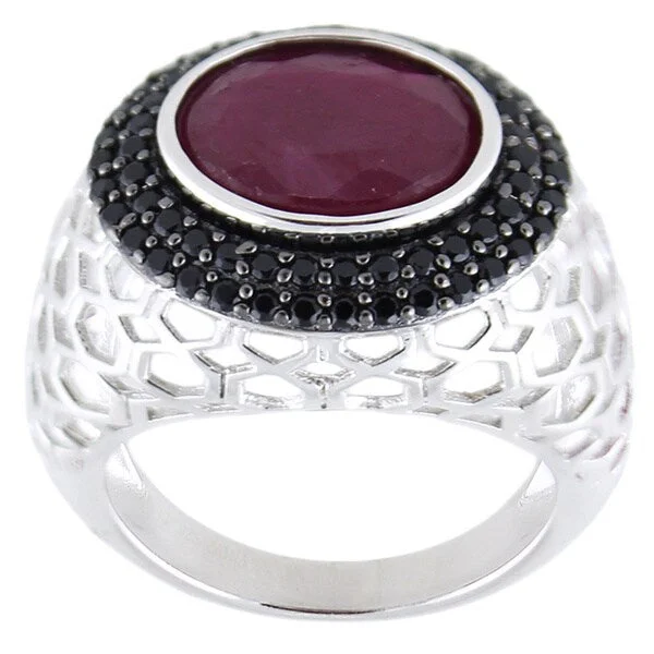 She adored her handcrafted gemstone rings with natural turquoise-Sterling Silver Oval Madurai Ruby Black Spinel Ring