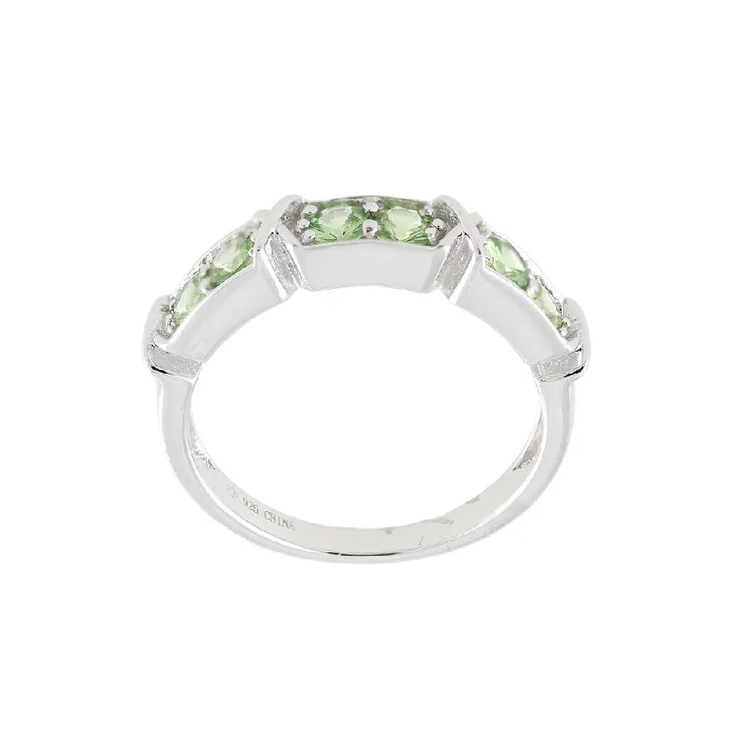 Unique gemstone rings crafted by local artisans sold fast-Sterling Silver Round Tsavorite 6-stone Band Ring