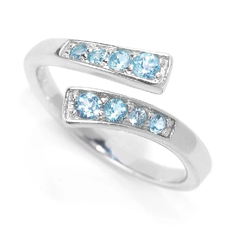 Affordable gemstone rings under fifty dollars surprised her greatly-Sterling Silver Swiss Blue Topaz Open Bypass Toe Ring