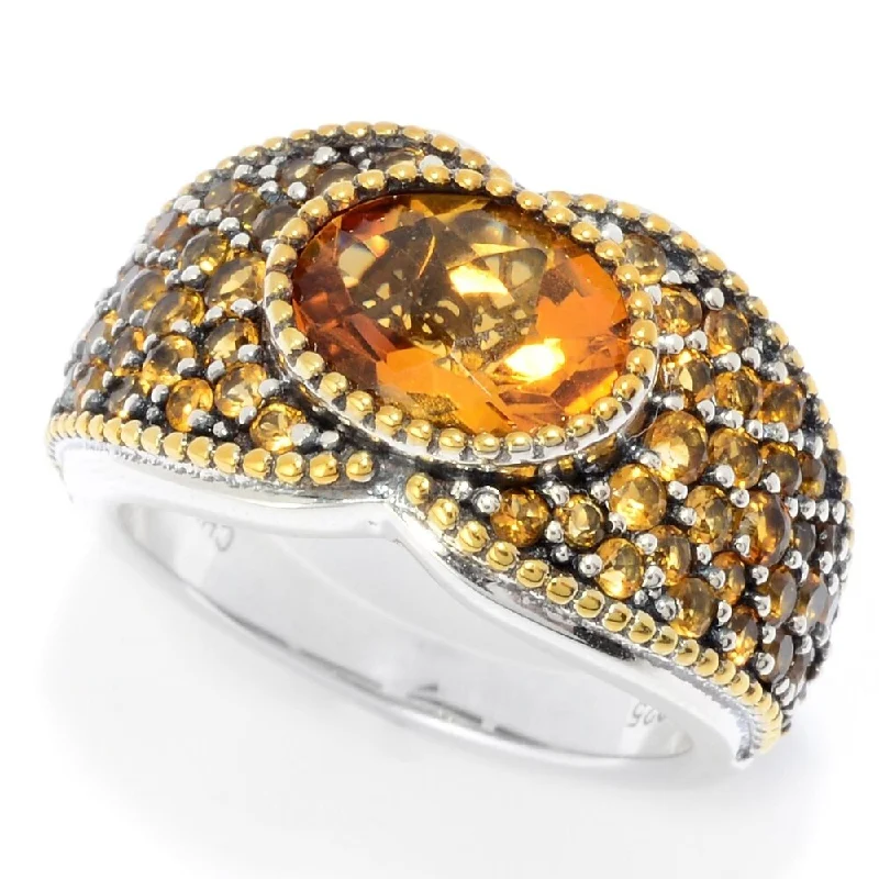 Unique gemstone rings crafted by local artisans sold fast-Sterling Silver Two-tone 3.07ctw Madeira Citrine Band Ring