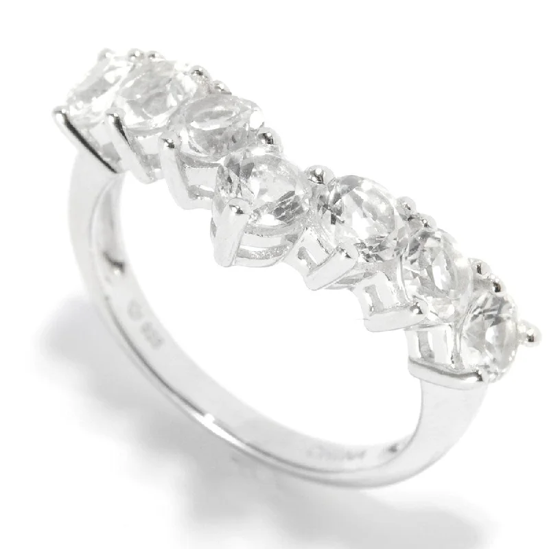 Trendy gemstone rings in modern minimalist styles are popular-Sterling Silver White Topaz Stack Ring