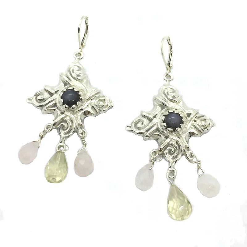 Elegant drop earrings with diamond-inspired stones for a luxurious and radiant finish -Sun Burst Earring