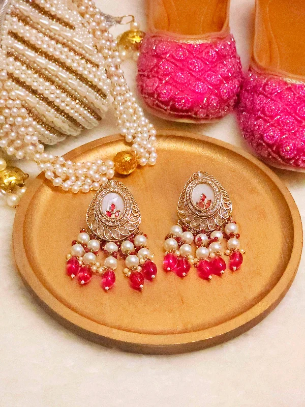 Drop earrings with hammered metal designs for a rustic, handmade aesthetic -Tamanna Bridal Pearl Earrings | Pearl Drop Earrings