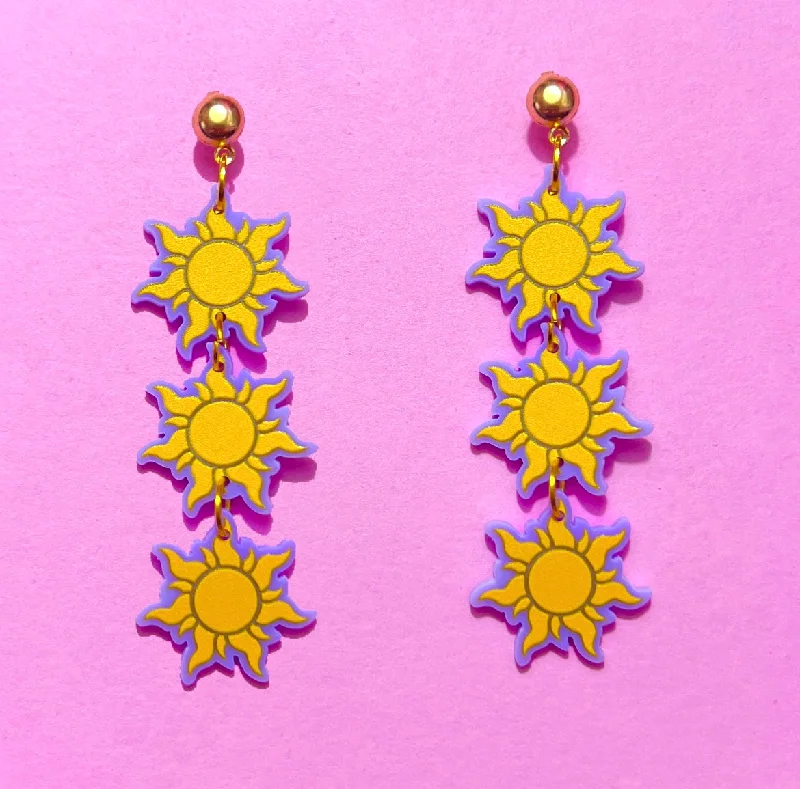 Drop earrings with diamond-like sparkle for added brilliance and sophisticated charm -Tangled Sun Pastel Tiered Drop Earrings