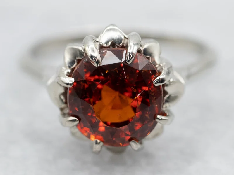 Colorful gemstone rings with vibrant opals shimmered in light-Deep Red Hessonite Garnet Eleanor Cocktail Ring