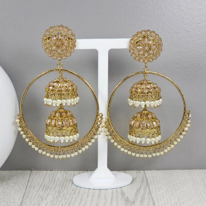 Drop earrings with pearl and crystal combinations for the perfect balance of elegance -Traditional Indian Jhumka Earrings