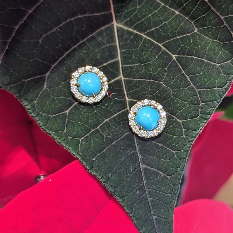 Turquoise Halo Studs