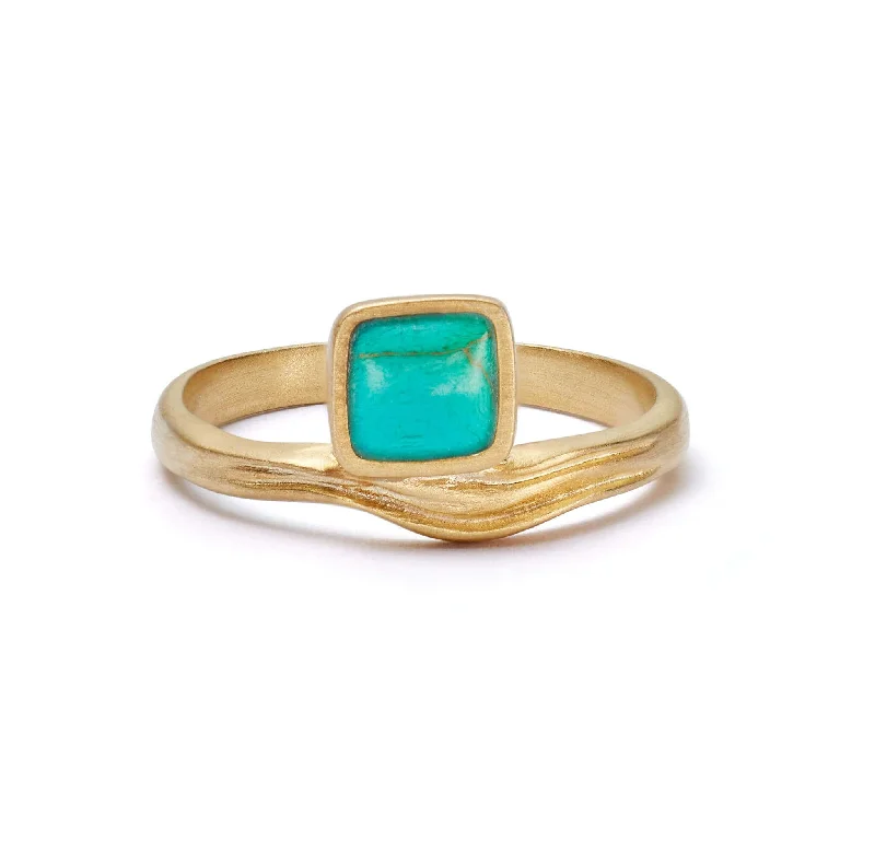 The vintage gemstone rings with rare emeralds gleamed brightly-Turquoise Wave Ring 18ct Gold Plate