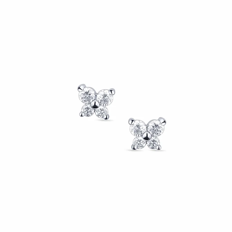 Linea - Nature Inspired Diamond Stud Earring in Solid Gold