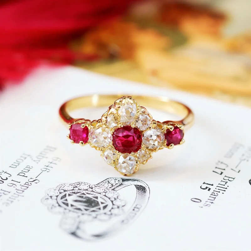 Heirloom gemstone rings passed down through generations held memories-Most Special Victorian Ruby & Diamond Cluster Ring