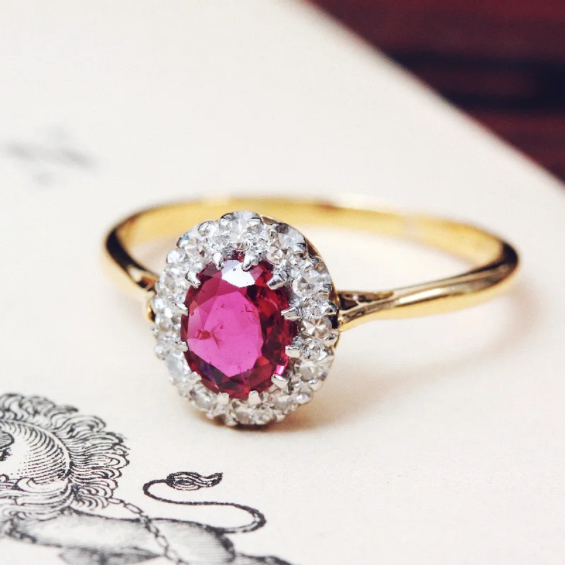 Designer gemstone rings showcased at jewelry expos impressed all-Perfect Harmony Vintage Ruby & Diamond Cluster Ring