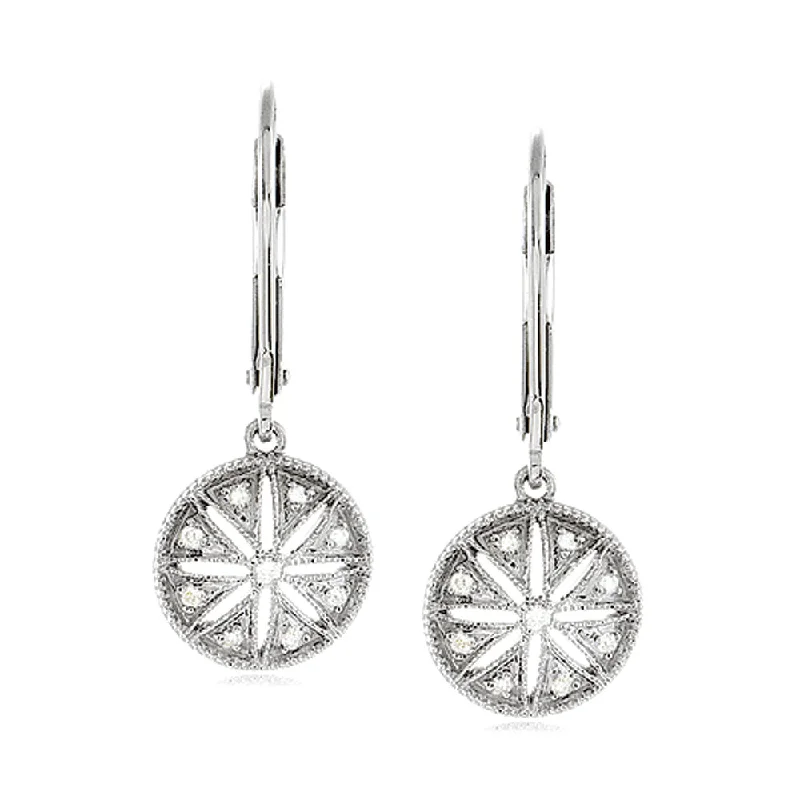 Vintage Style Diamond Circle Earrings in Sterling Silver