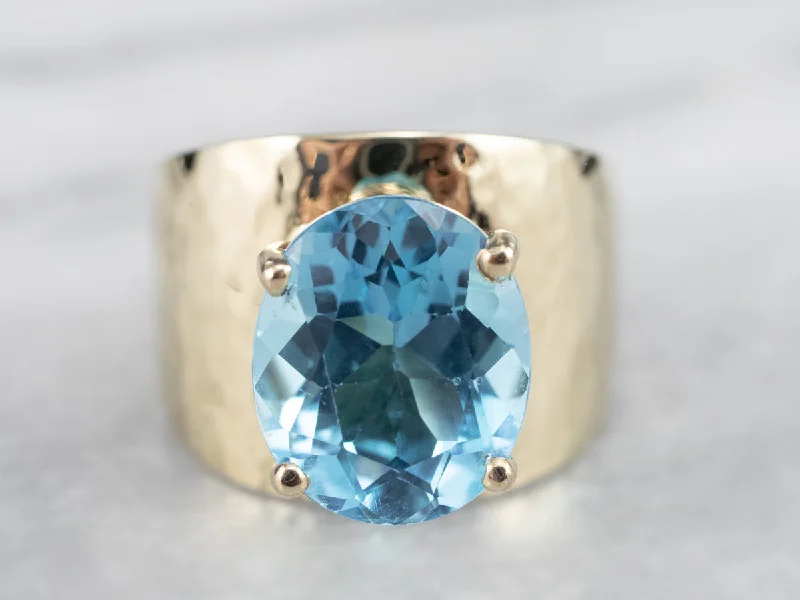 Designer gemstone rings showcased at jewelry expos impressed all-Blue Topaz and Gold Statement Ring