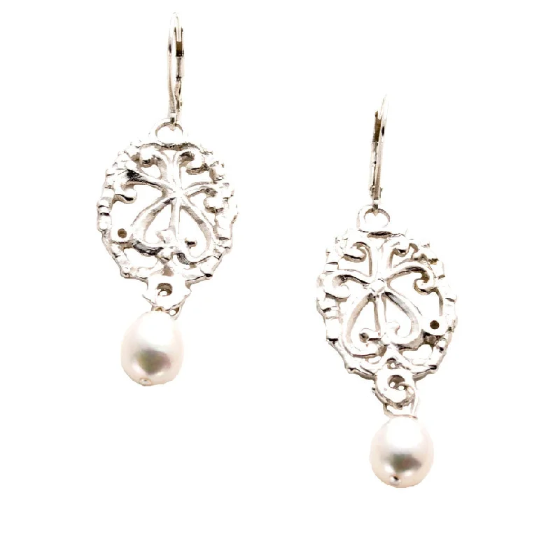 Drop earrings with floral designs featuring enamel detailing for a charming look -Swing - Weblink