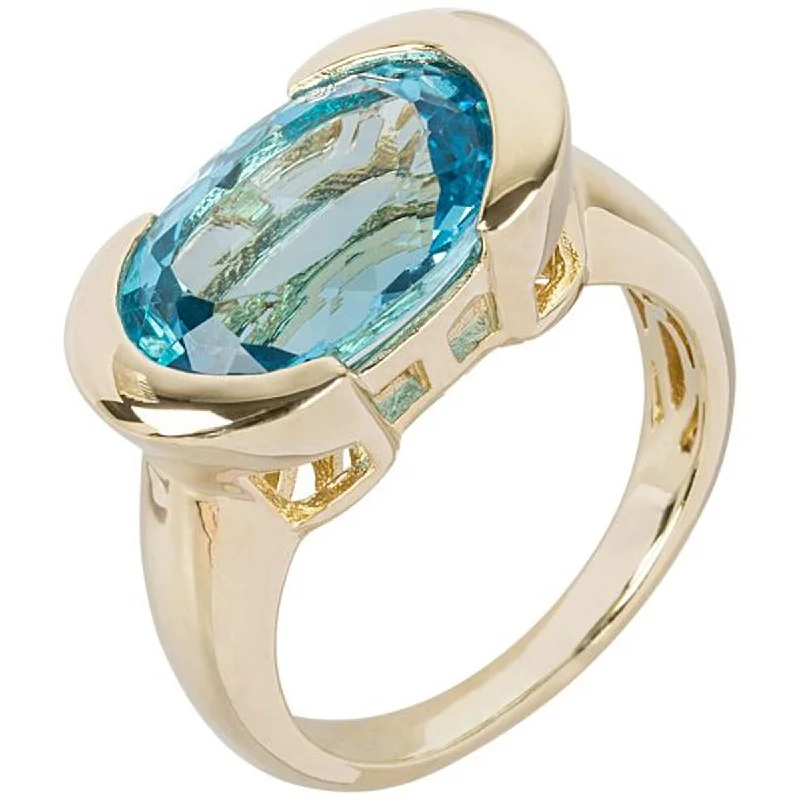 Heirloom gemstone rings passed down through generations held memories-Yellow Gold Over Sterling Silver Swiss Blue Topaz Ring